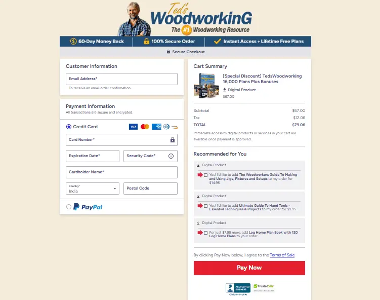 Ted's Woodworking-Checkout Page